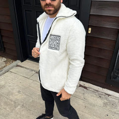 Erkek Polar Fermuarlı Sweatshirt – Kapüşonsuz, Cepli, Yumuşak Dokulu, Oversize Rahat Kalıp, Kışlık Sıcak Tutan Fermuarlı Üst - Varsayılan