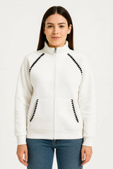 Kadın Oversize Dik Yaka Fermuarlı Sweatshirt - Varsayılan