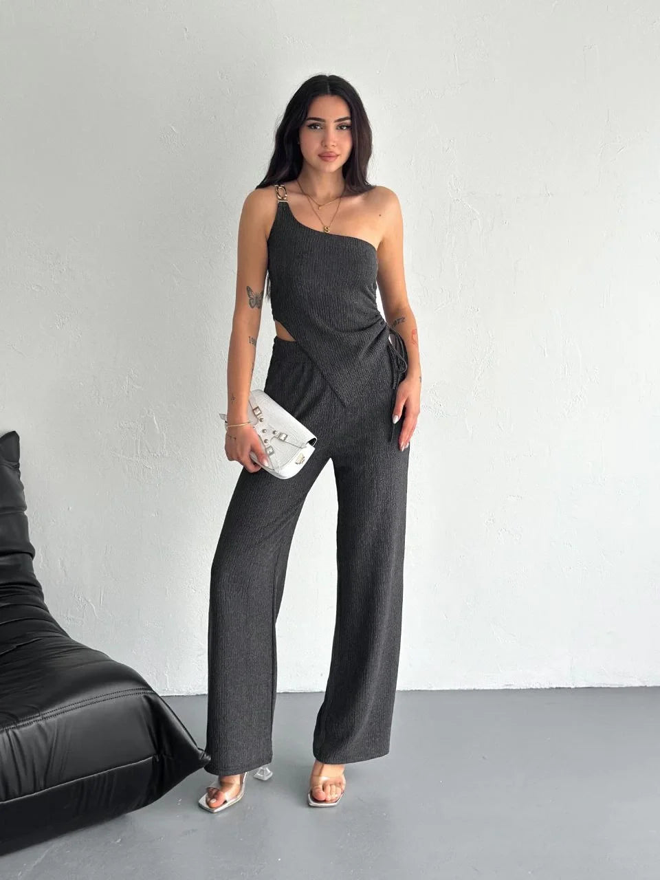 Asimetrik Crop Pantalon ikili Takım - Varsayılan