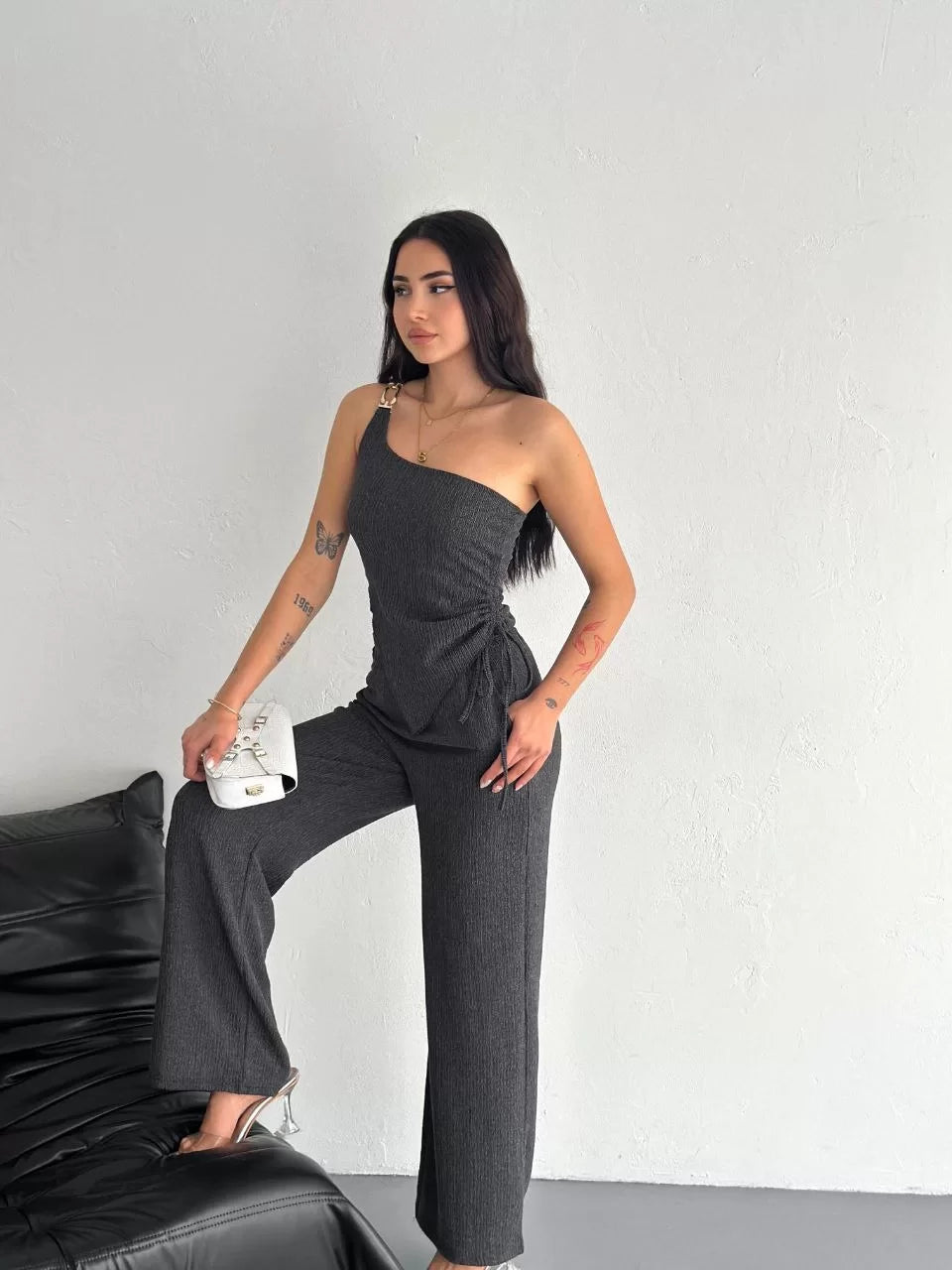 Asimetrik Crop Pantalon ikili Takım - Varsayılan