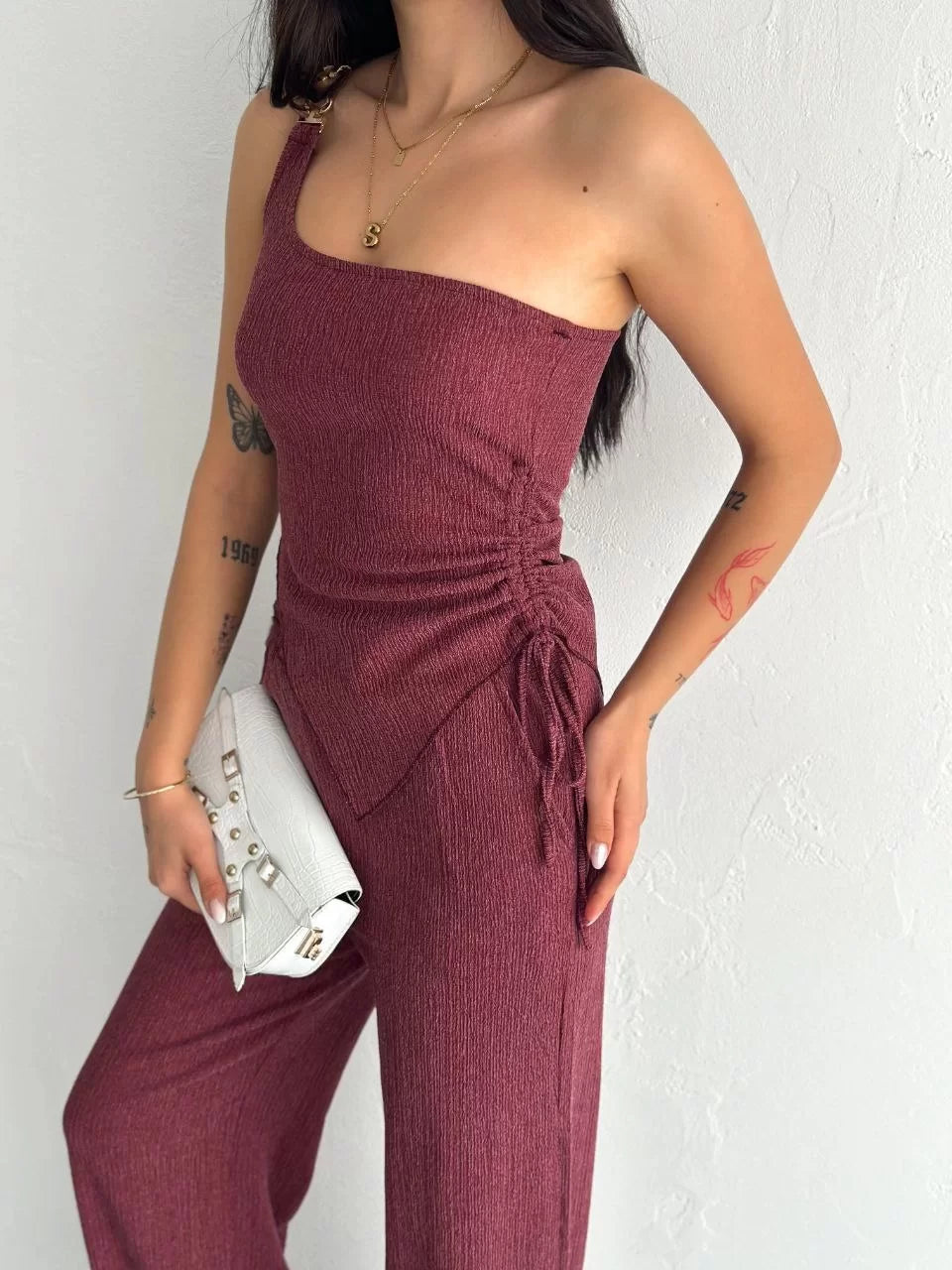 Asimetrik Crop Pantalon ikili Takım - Varsayılan