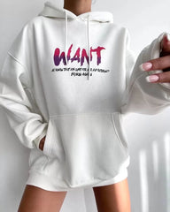 Baskılı Üç İplik Kapüşonlu Oversize Sweatshirt - Varsayılan