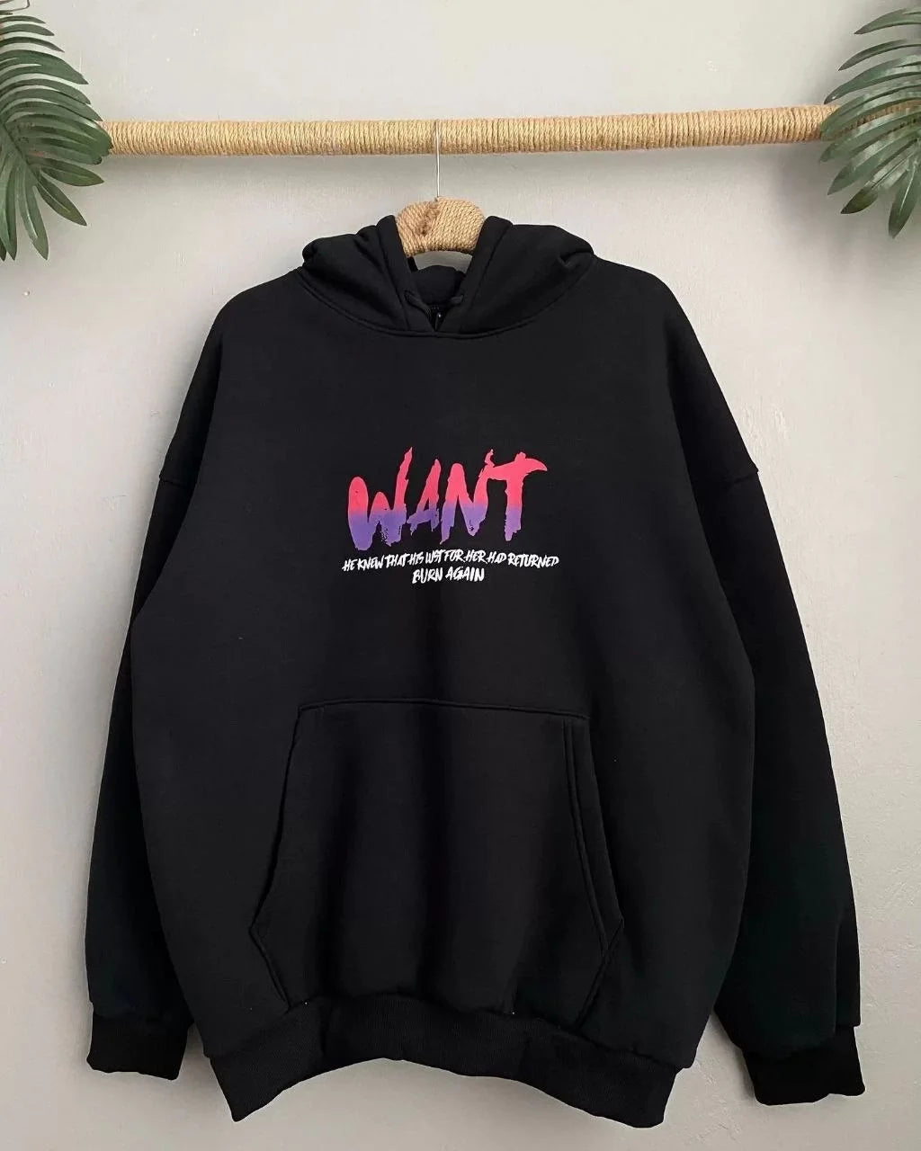 Baskılı Üç İplik Kapüşonlu Oversize Sweatshirt - Varsayılan