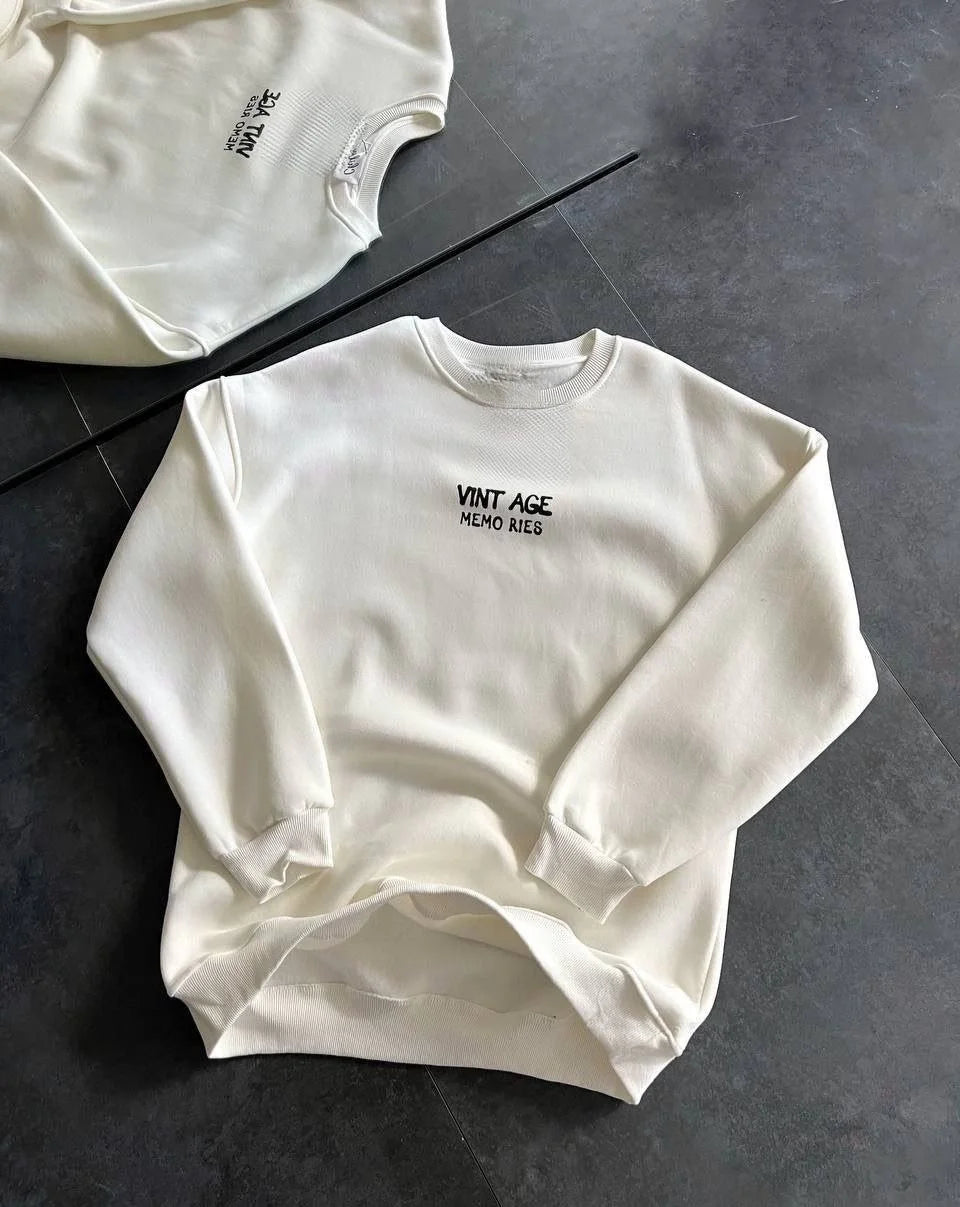 Bisiklet Yaka Üç İplik Baskılı Oversize SweatShirt - Varsayılan