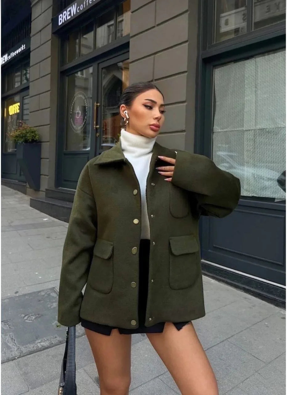 Kaşe Kaşmir kumaş cep ve çıt çıt düğme detay Bleazer pinterest ceket mont - Varsayılan