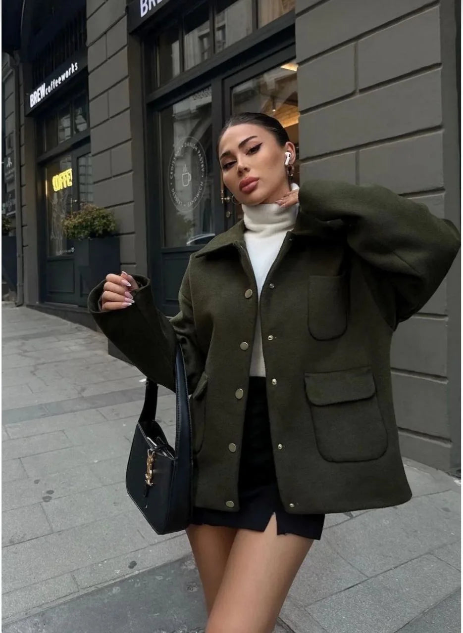 Kaşe Kaşmir kumaş cep ve çıt çıt düğme detay Bleazer pinterest ceket mont - Varsayılan