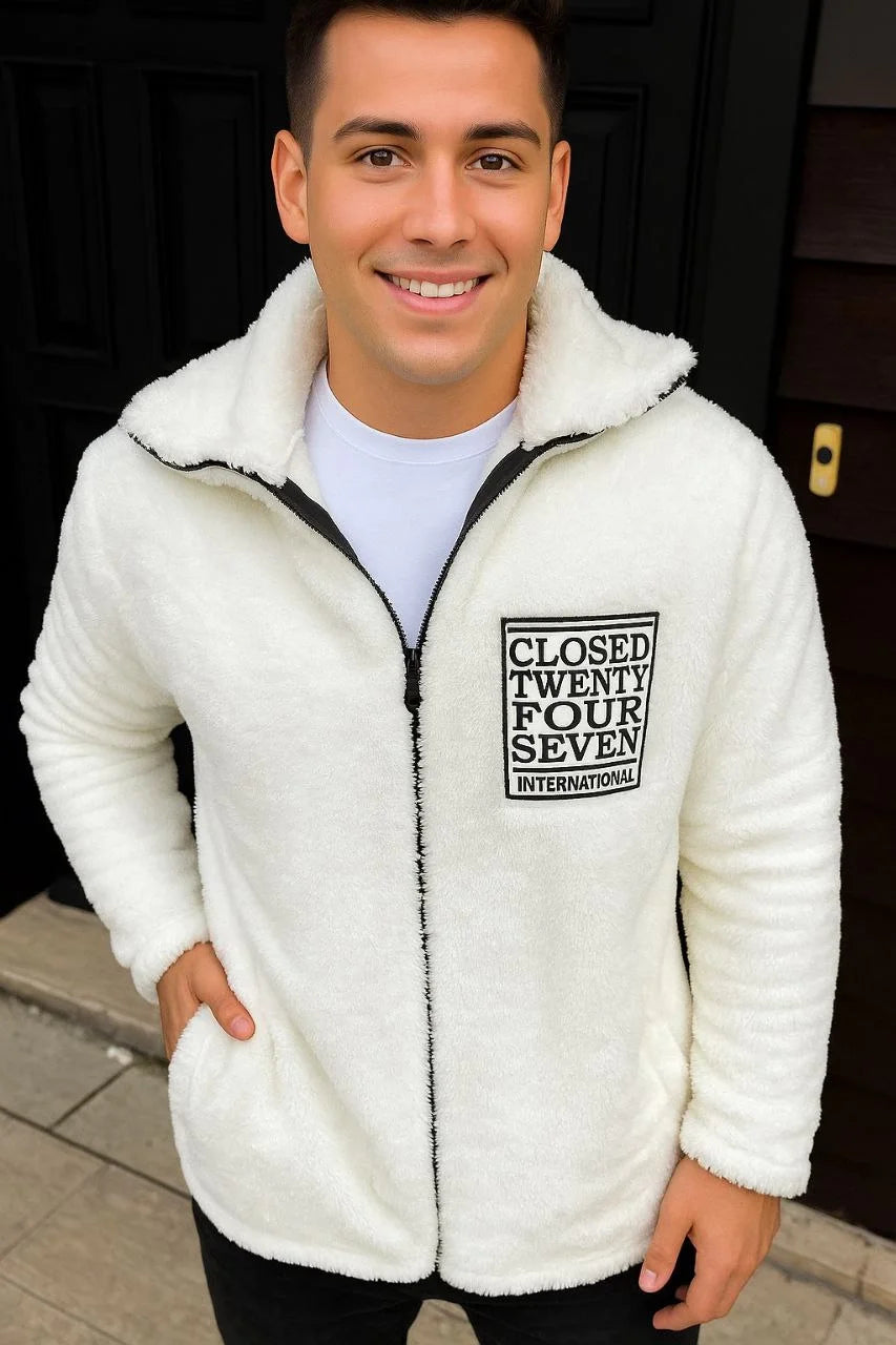 Erkek Polar Fermuarlı Sweatshirt – Kapüşonsuz, Cepli, Yumuşak Dokulu, Oversize Rahat Kalıp, Kışlık Sıcak Tutan Fermuarlı Üst - Varsayılan