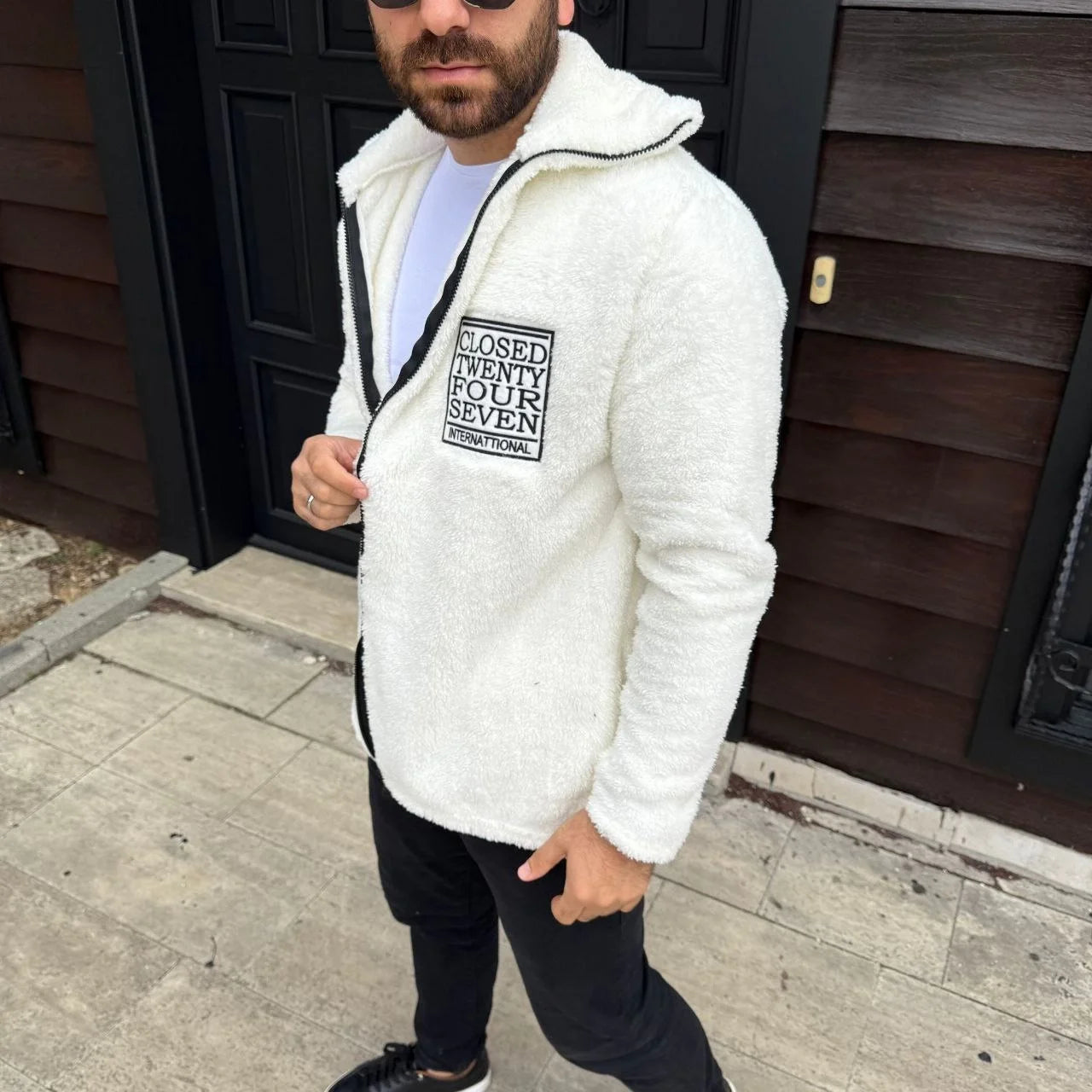 Erkek Polar Fermuarlı Sweatshirt – Kapüşonsuz, Cepli, Yumuşak Dokulu, Oversize Rahat Kalıp, Kışlık Sıcak Tutan Fermuarlı Üst - Varsayılan