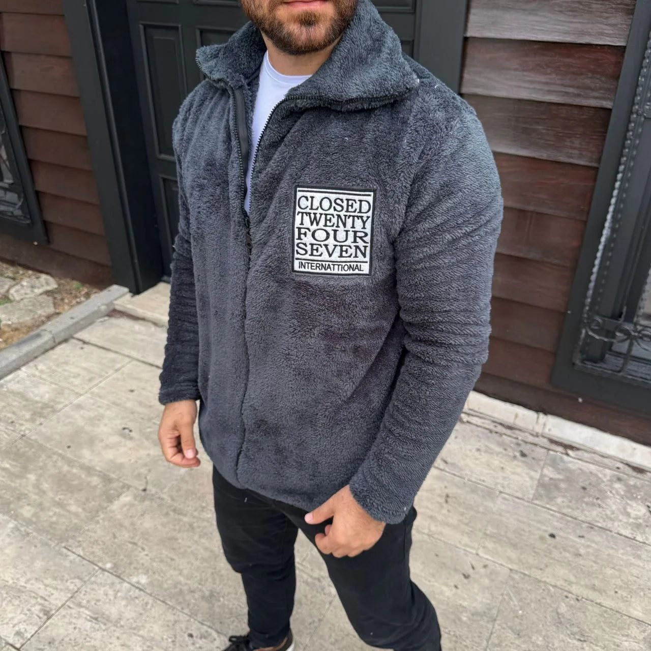 Erkek Polar Fermuarlı Sweatshirt – Kapüşonsuz, Cepli, Yumuşak Dokulu, Oversize Rahat Kalıp, Kışlık Sıcak Tutan Fermuarlı Üst - Varsayılan