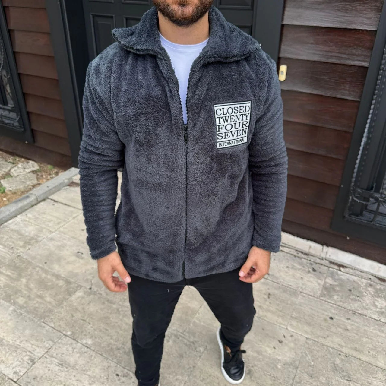 Erkek Polar Fermuarlı Sweatshirt – Kapüşonsuz, Cepli, Yumuşak Dokulu, Oversize Rahat Kalıp, Kışlık Sıcak Tutan Fermuarlı Üst - Varsayılan