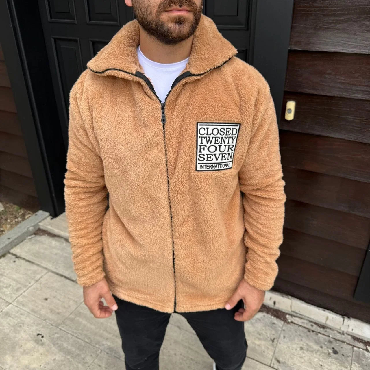 Erkek Polar Fermuarlı Sweatshirt – Kapüşonsuz, Cepli, Yumuşak Dokulu, Oversize Rahat Kalıp, Kışlık Sıcak Tutan Fermuarlı Üst - Varsayılan