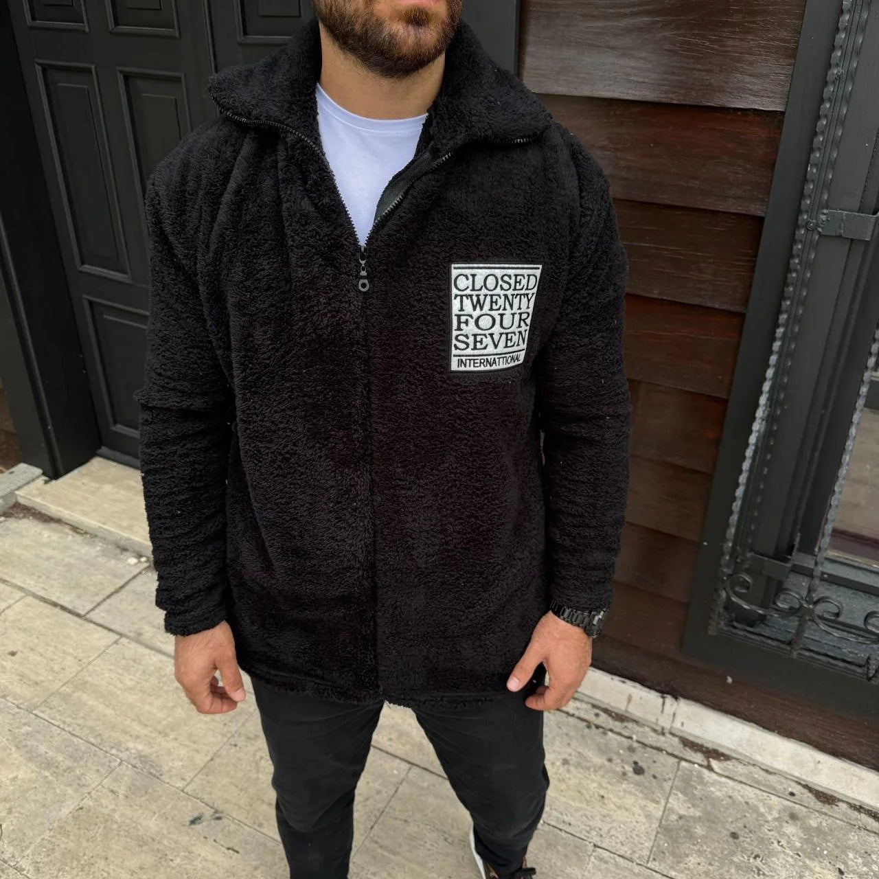 Erkek Polar Fermuarlı Sweatshirt – Kapüşonsuz, Cepli, Yumuşak Dokulu, Oversize Rahat Kalıp, Kışlık Sıcak Tutan Fermuarlı Üst - Varsayılan