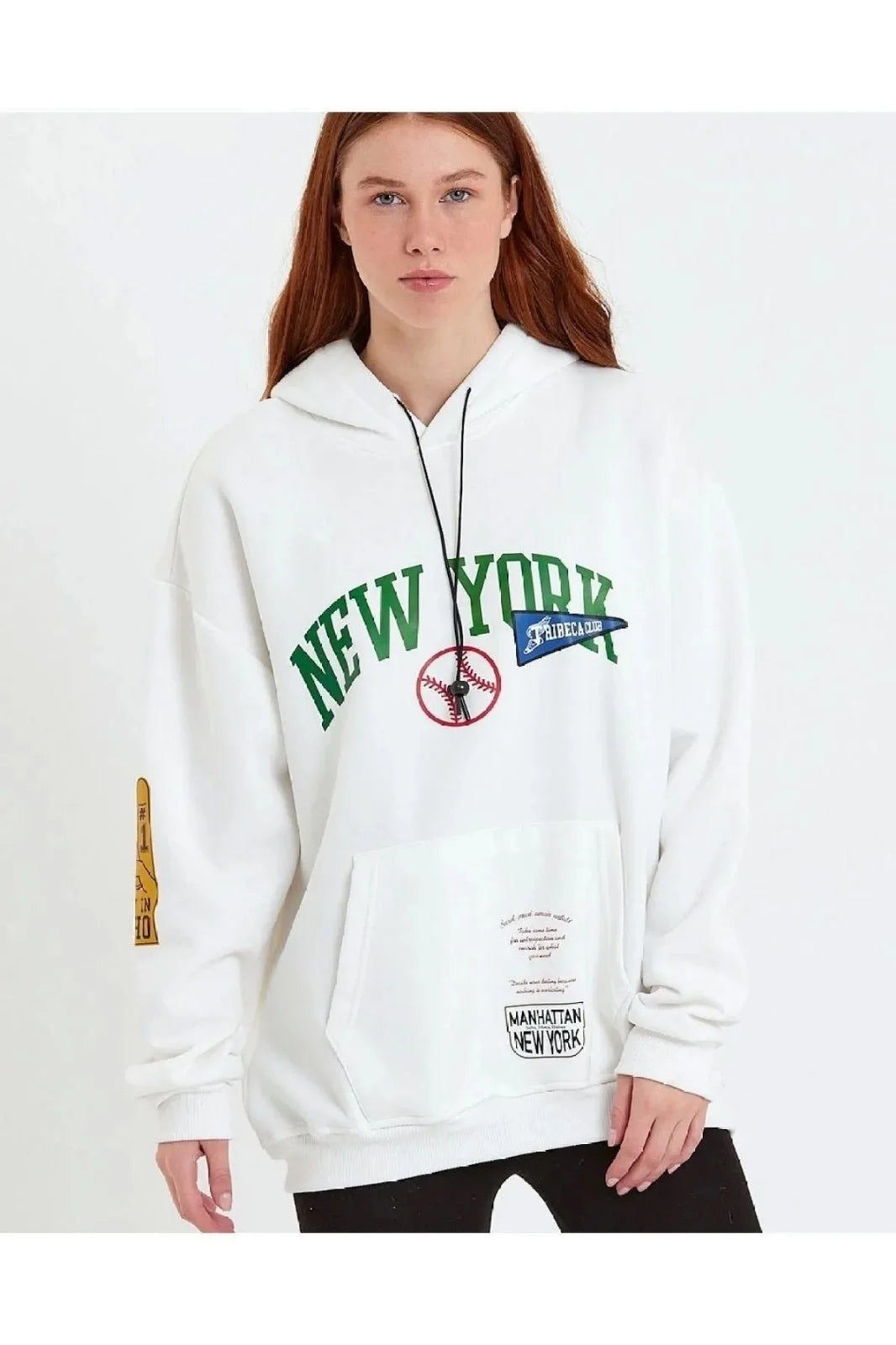 Kadın Baskılı Kapüşonlu Sweatshirt - Varsayılan