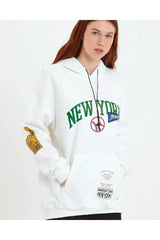 Kadın Baskılı Kapüşonlu Sweatshirt - Varsayılan