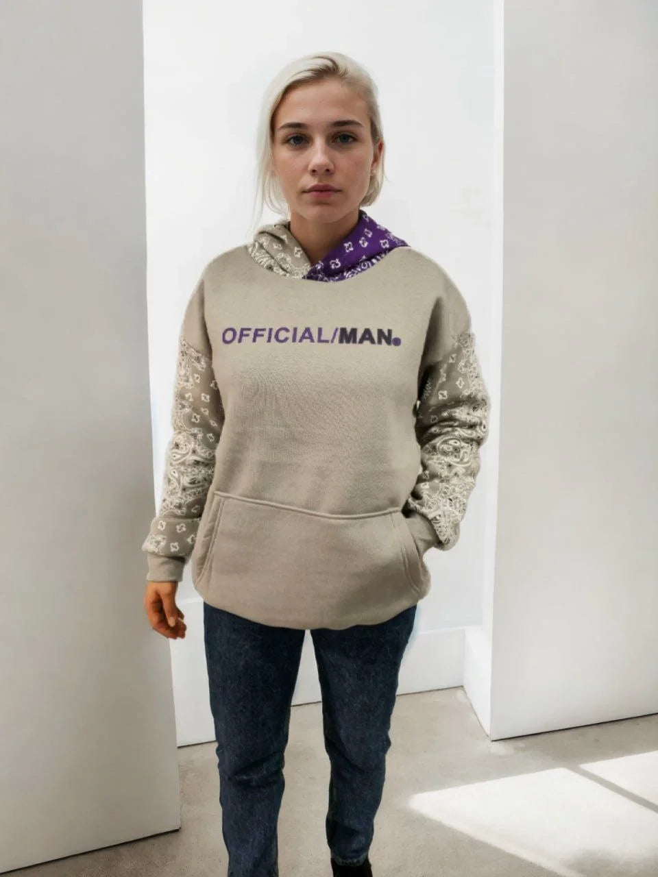 Kadın Baskılı Kapüşonlu Sweatshirt - Varsayılan