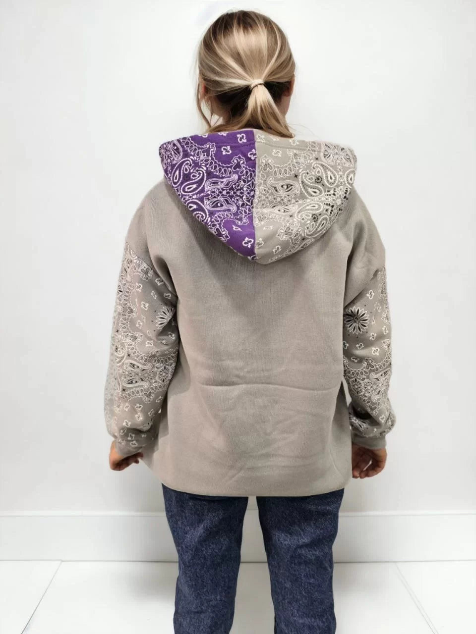 Kadın Baskılı Kapüşonlu Sweatshirt - Varsayılan