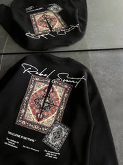 Kadın Bisiklet Yaka Baskılı SweatShirt - Varsayılan