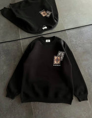 Kadın Bisiklet Yaka Baskılı SweatShirt - Varsayılan