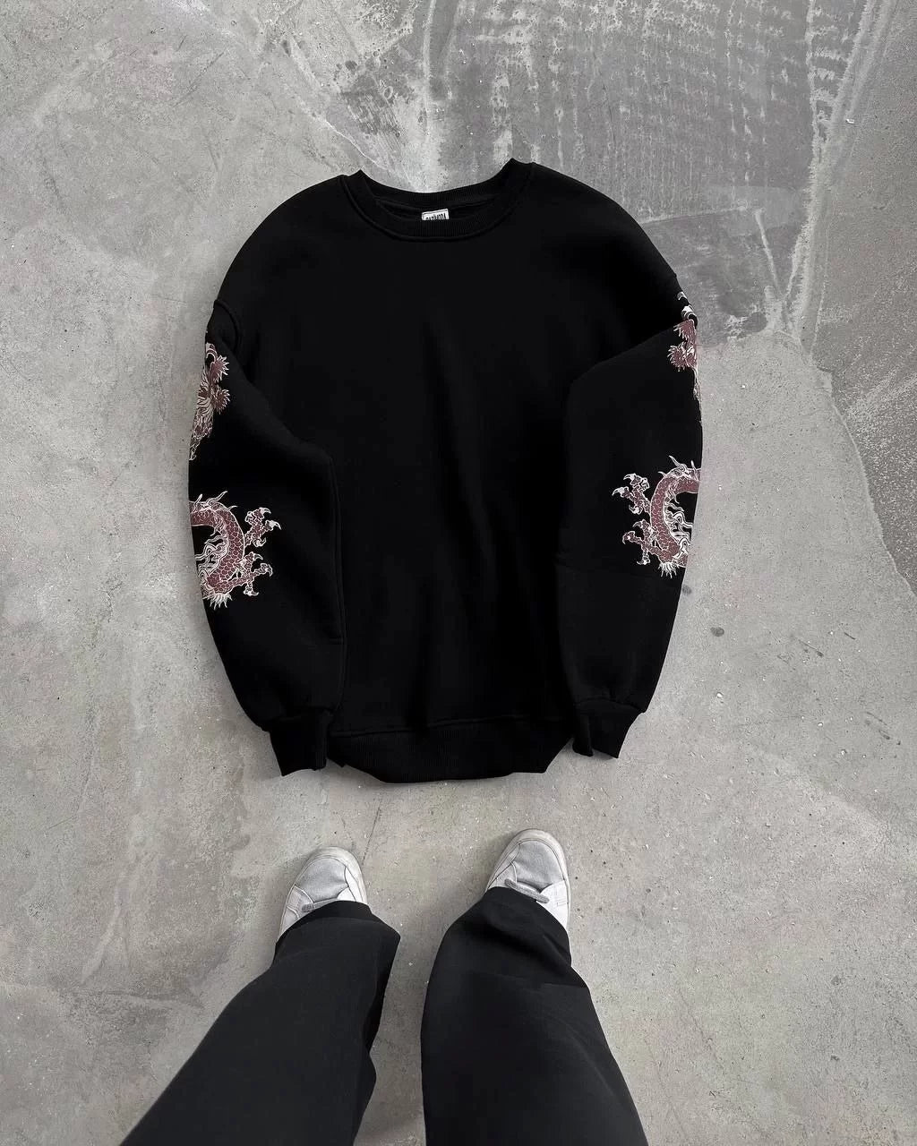 Kadın Bisiklet Yaka Baskılı SweatShirt - Varsayılan