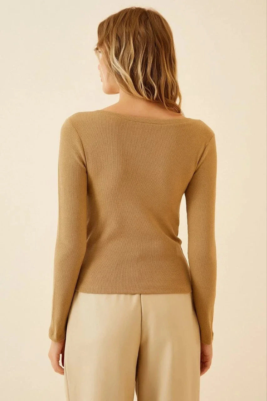 Kadın Fitilli Likralı Body Crop - Varsayılan