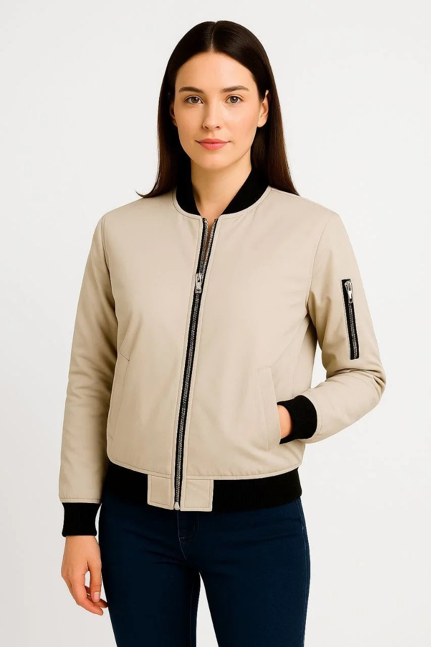 Kadın Bomber Mont Ceket – Fermuarlı, Kapitone İçi Astarlı, Su İtici Kumaş, Regular Fit, Yandan Cepli, Günlük Bahar & Kış Şık Rahat Stil - Varsayılan
