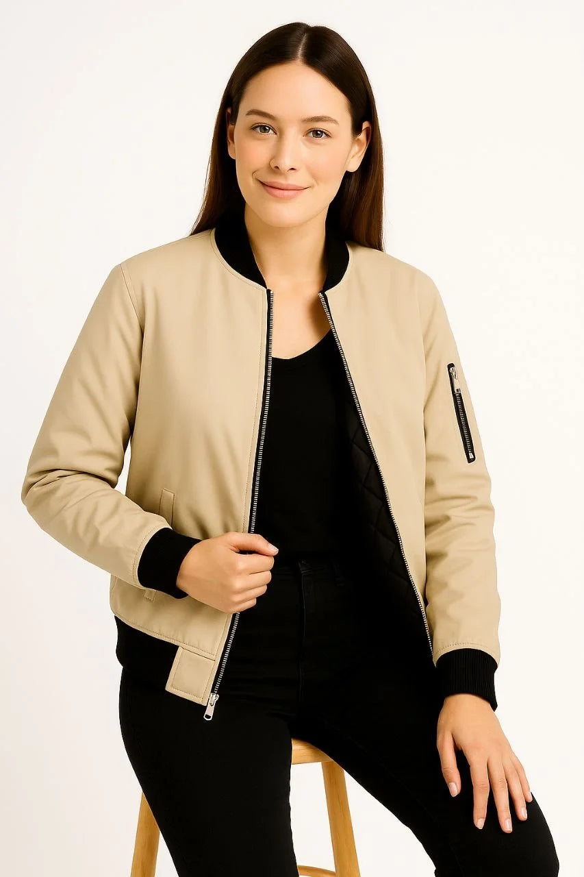 Kadın Bomber Mont Ceket – Fermuarlı, Kapitone İçi Astarlı, Su İtici Kumaş, Regular Fit, Yandan Cepli, Günlük Bahar & Kış Şık Rahat Stil - Varsayılan