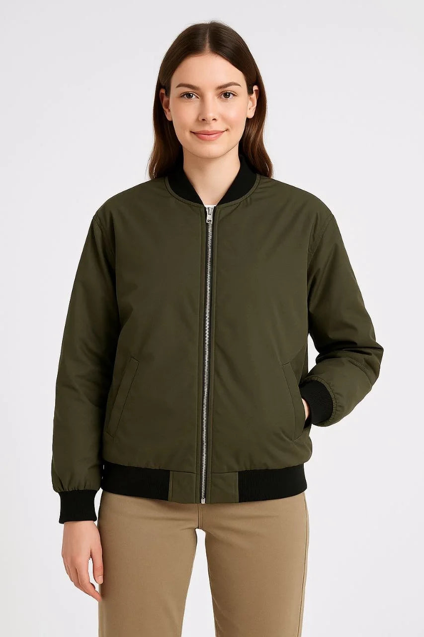 Kadın Bomber Mont Ceket – Fermuarlı, Kapitone İçi Astarlı, Su İtici Kumaş, Regular Fit, Yandan Cepli, Günlük Bahar & Kış Şık Rahat Stil - Varsayılan