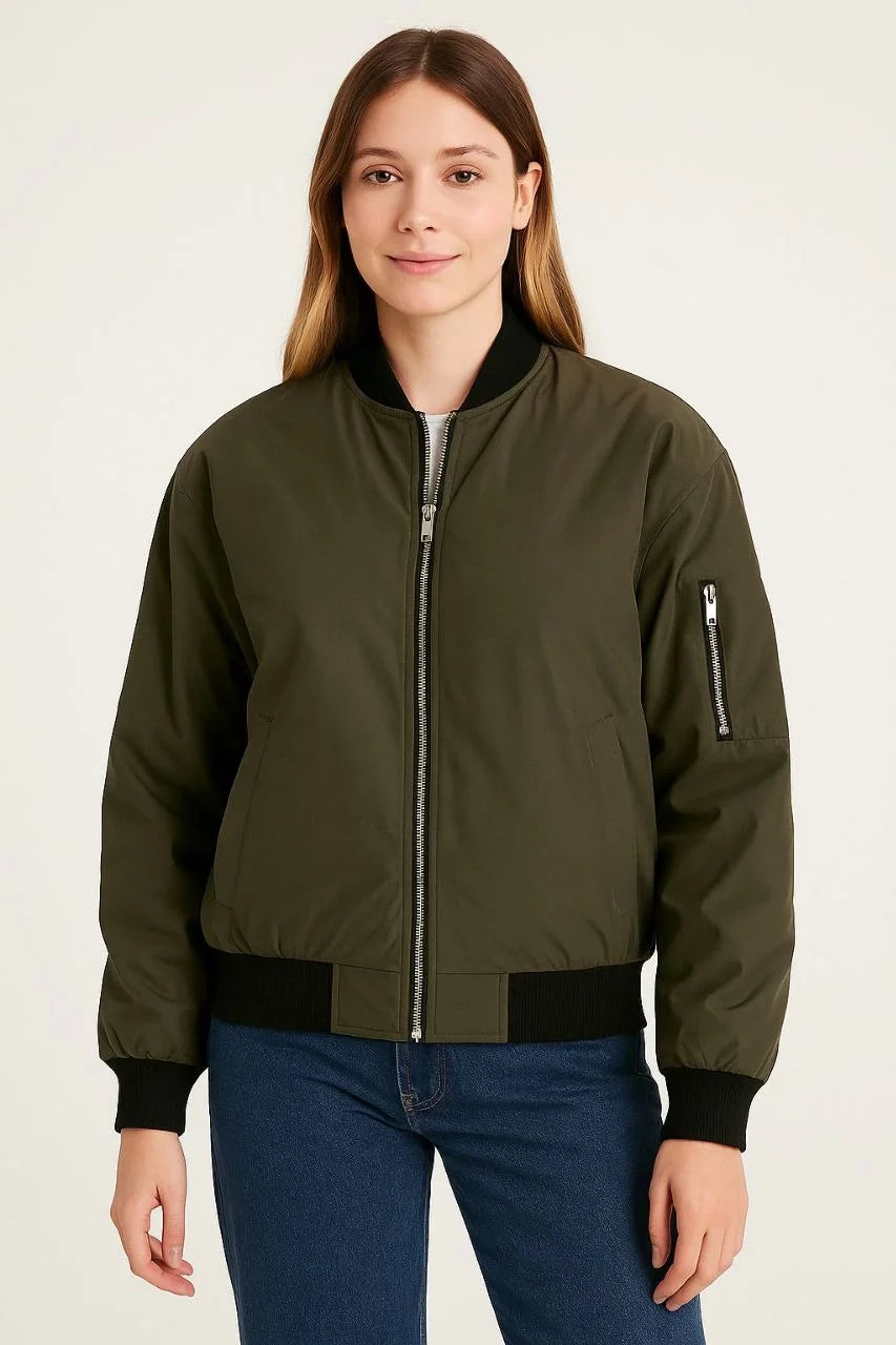 Kadın Bomber Mont Ceket – Fermuarlı, Kapitone İçi Astarlı, Su İtici Kumaş, Regular Fit, Yandan Cepli, Günlük Bahar & Kış Şık Rahat Stil - Varsayılan