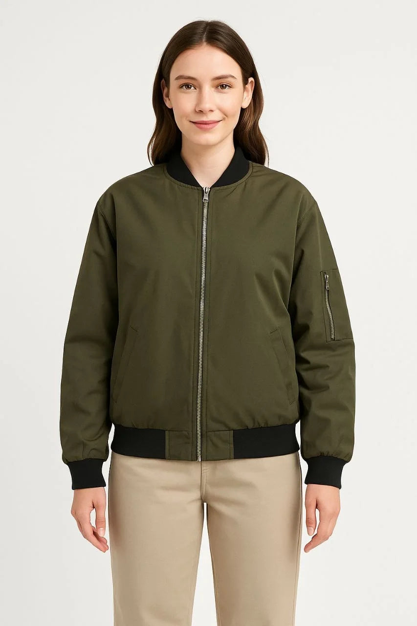 Kadın Bomber Mont Ceket – Fermuarlı, Kapitone İçi Astarlı, Su İtici Kumaş, Regular Fit, Yandan Cepli, Günlük Bahar & Kış Şık Rahat Stil - Varsayılan