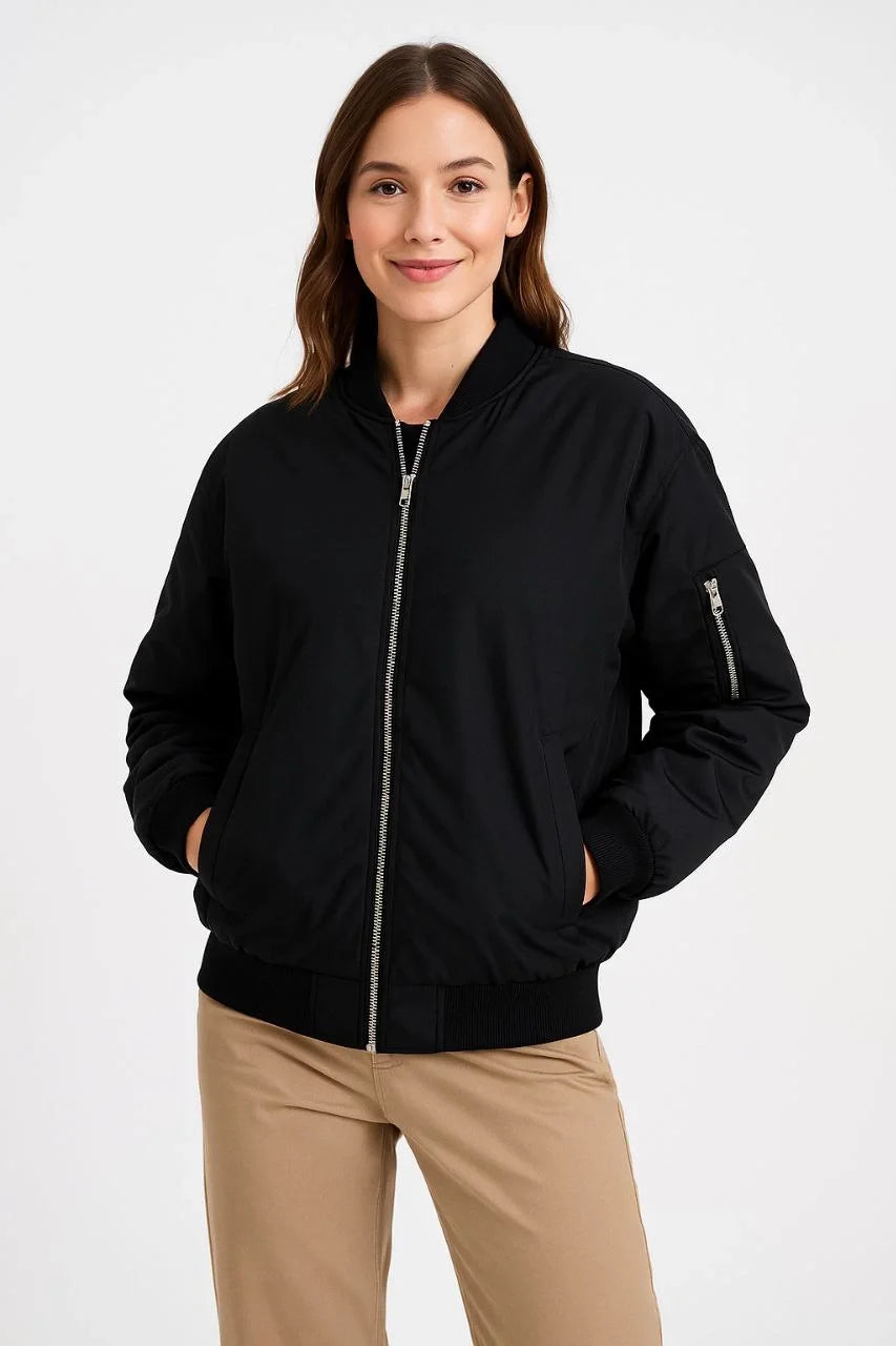 Kadın Bomber Mont Ceket – Fermuarlı, Kapitone İçi Astarlı, Su İtici Kumaş, Regular Fit, Yandan Cepli, Günlük Bahar & Kış Şık Rahat Stil - Varsayılan