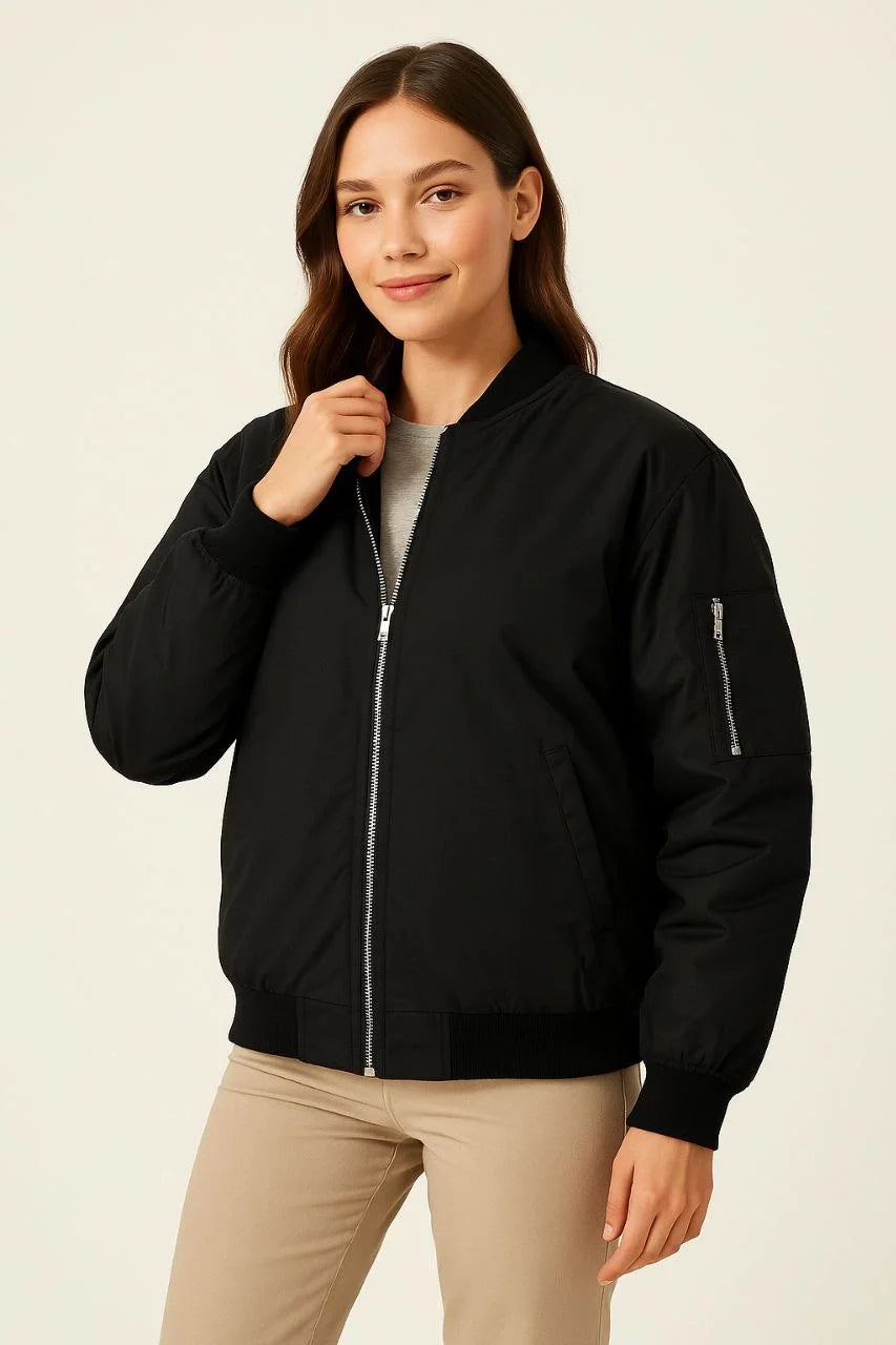 Kadın Bomber Mont Ceket – Fermuarlı, Kapitone İçi Astarlı, Su İtici Kumaş, Regular Fit, Yandan Cepli, Günlük Bahar & Kış Şık Rahat Stil - Varsayılan