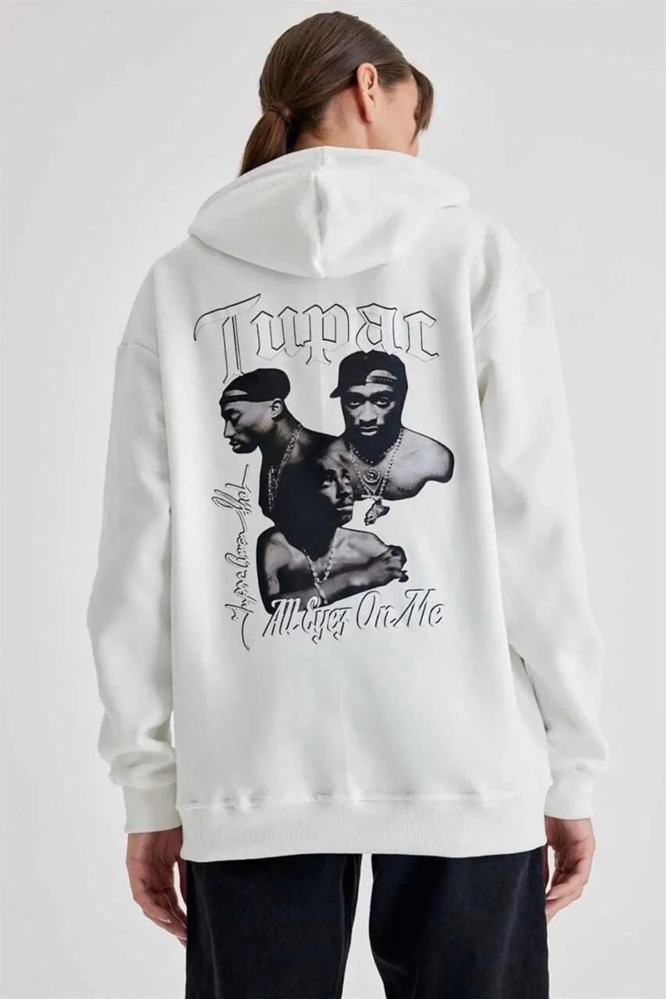 Kadın Kapüşonlu Sırt Baskılı Üç İplik Oversize Sweatshirt - Varsayılan