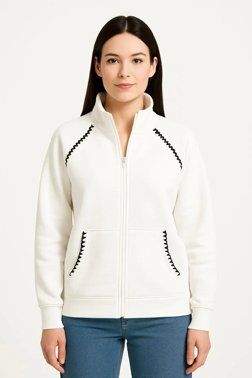 Kadın Oversize Dik Yaka Fermuarlı Sweatshirt - Varsayılan