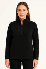 Kadın Polar Kazak – Dik Yaka, Yarım Fermuarlı, Fermuarlı Göğüs Cepli, Siyah Biyeli, Kışlık Rahat Regular Fit Günlük Model - Varsayılan