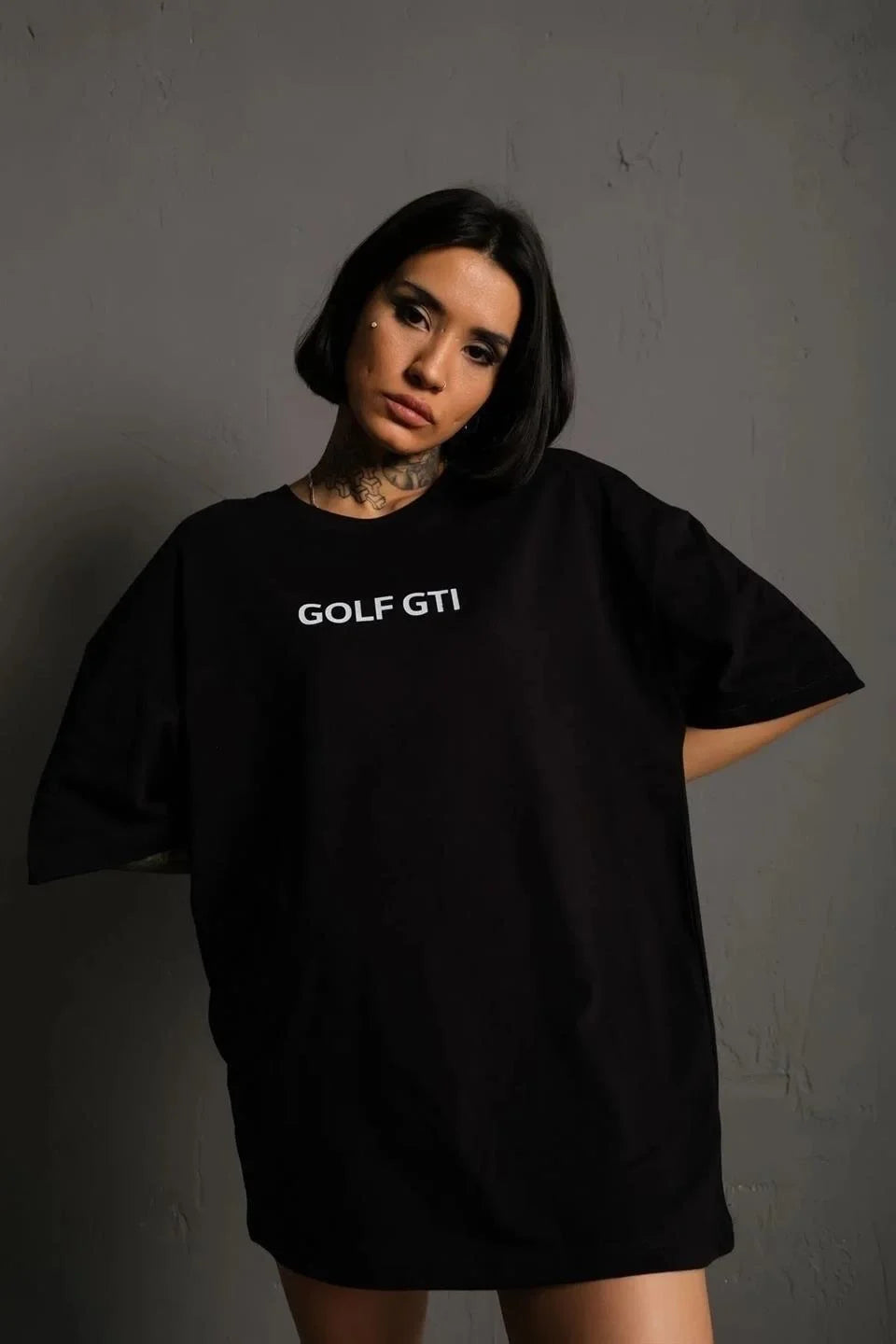 Kadın Sırt Golf Gtı Baskılı Oversize T-shirt - Varsayılan