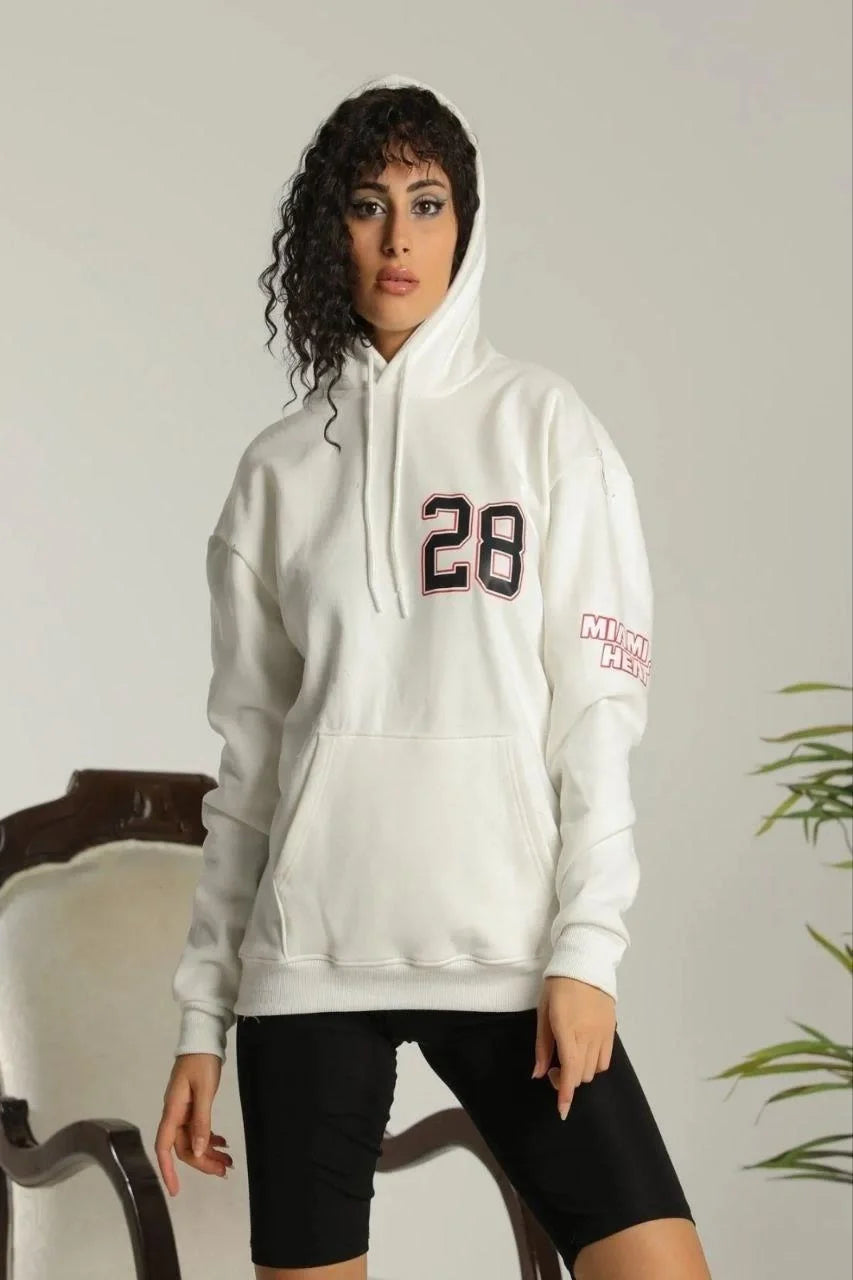 Kadın Sırt Baskılı Oversize Üç İplik Kapüşonlu Sweatshirt - Varsayılan