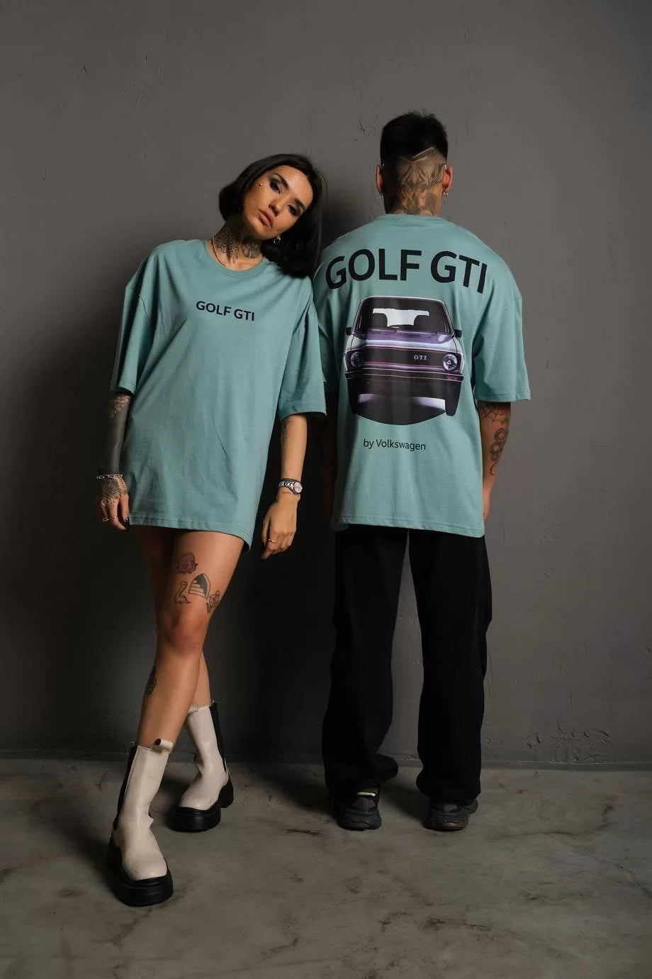Kadın Sırt Golf Gtı Baskılı Oversize T-shirt - Varsayılan