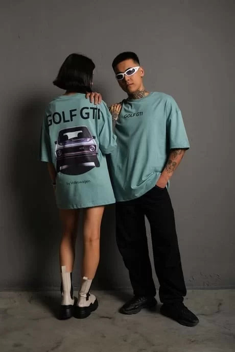 Kadın Sırt Golf Gtı Baskılı Oversize T-shirt - Varsayılan