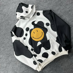 Kadın Smiley Face Kapüşonlu Sweatshirt - Varsayılan