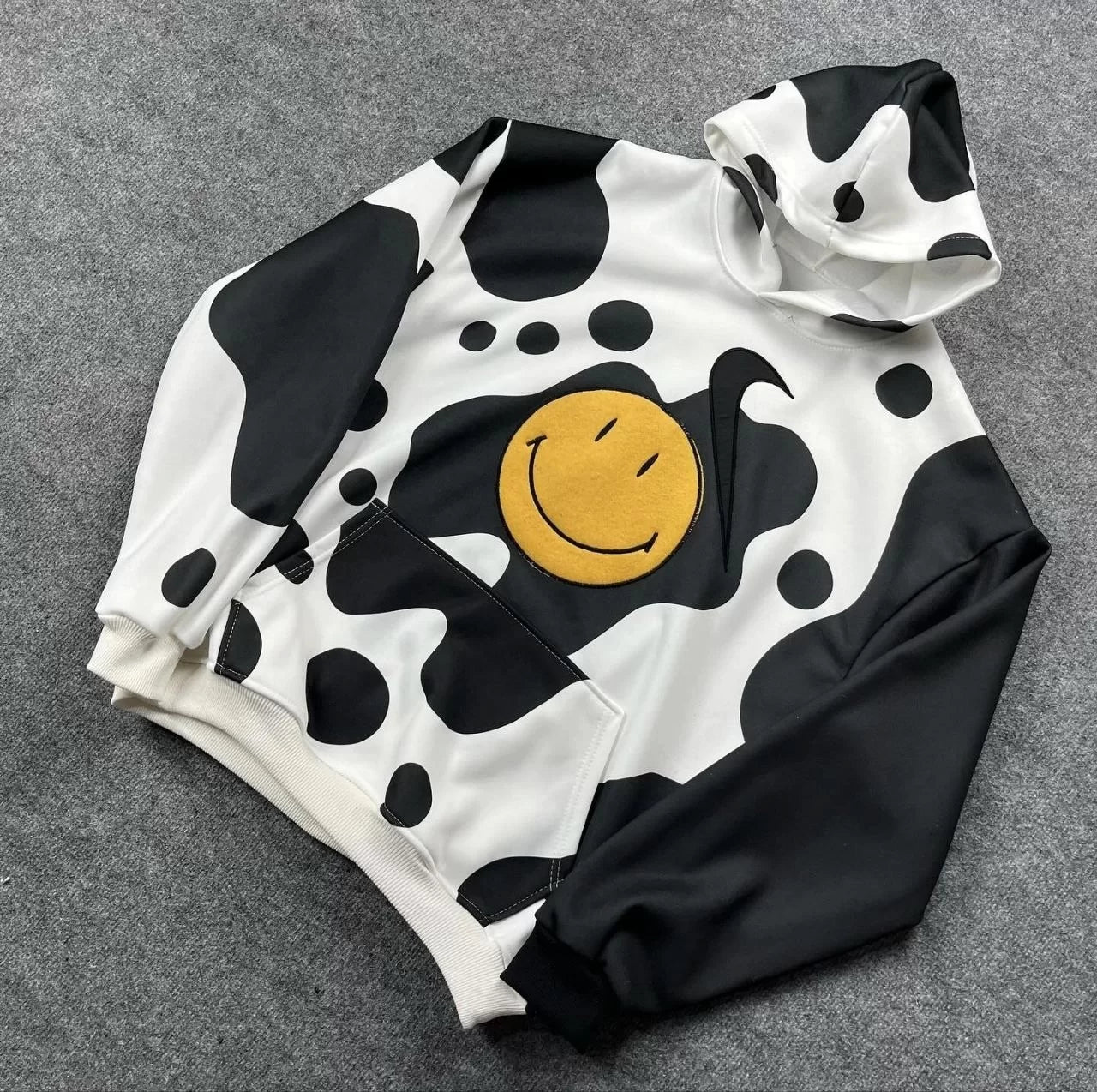 Kadın Smiley Face Kapüşonlu Sweatshirt - Varsayılan