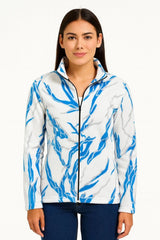 Kadın Tam Fermuarlı Desenli Polar Sweat Lightning Desen Yakalı, Uzun Kollu, Oversize Rahat Kalıp - Varsayılan