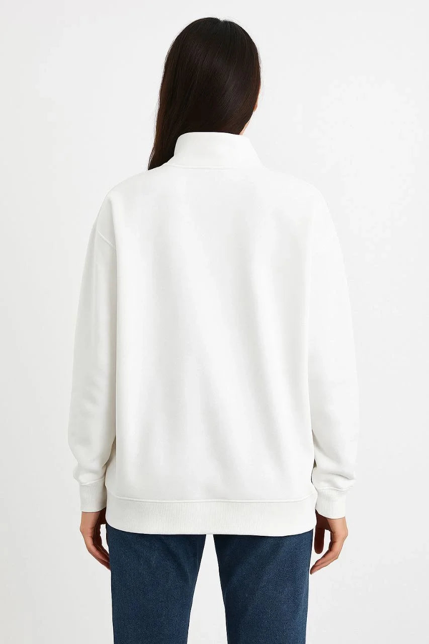 Kadın Üç İplik Dık Yaka Yarım Fermuarlı SweatShirt - Varsayılan