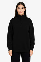 Kadın Üç İplik Dık Yaka Yarım Fermuarlı SweatShirt - Varsayılan