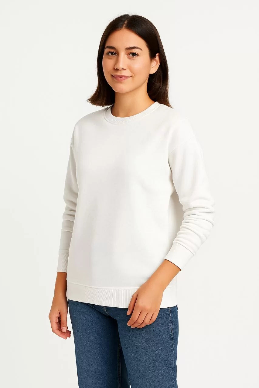 Kadın Üç İplik Düz Bisiklet Yaka SweatShirt - Varsayılan