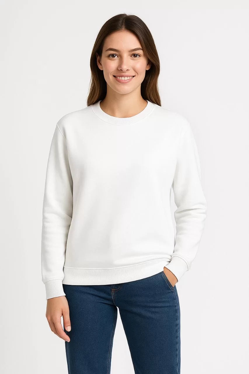 Kadın Üç İplik Düz Bisiklet Yaka SweatShirt - Varsayılan
