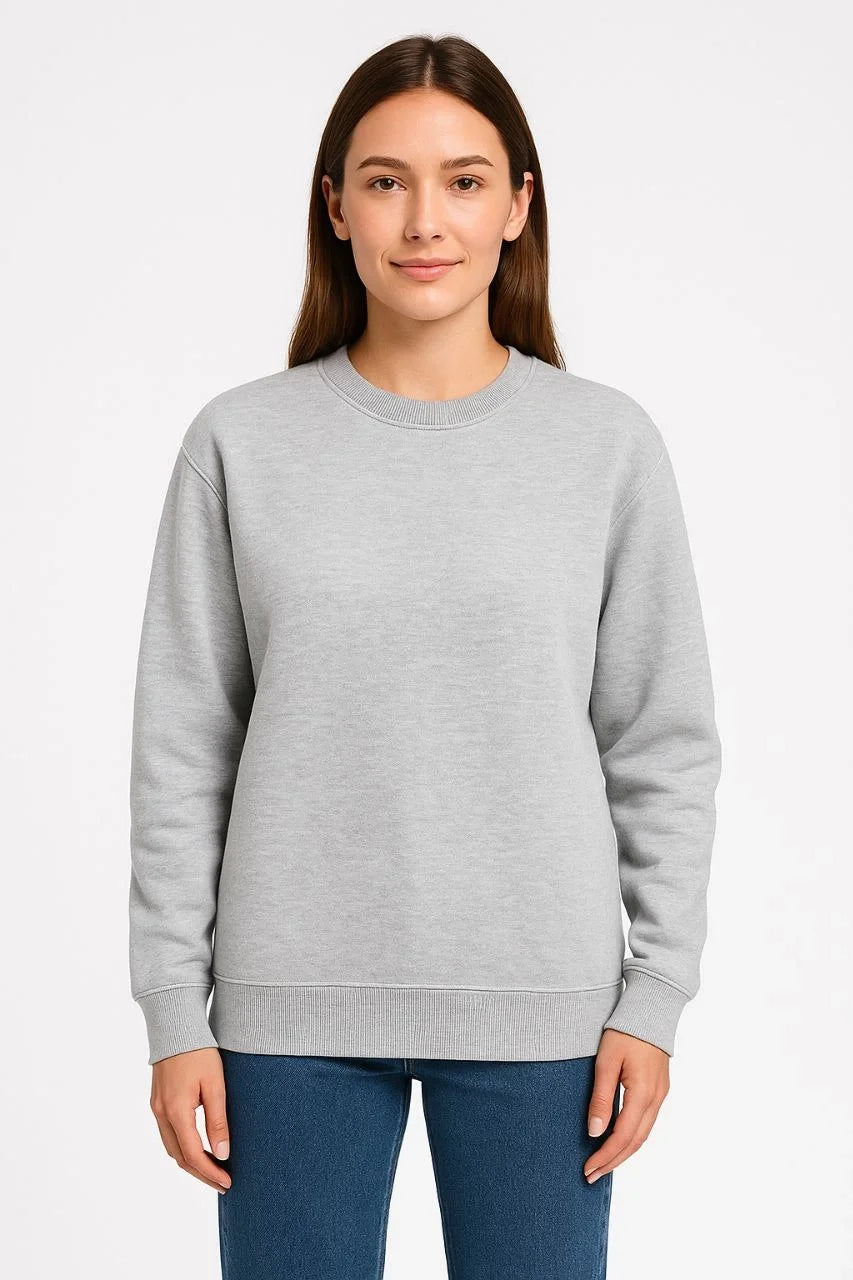 Kadın Üç İplik Düz Bisiklet Yaka SweatShirt - Varsayılan