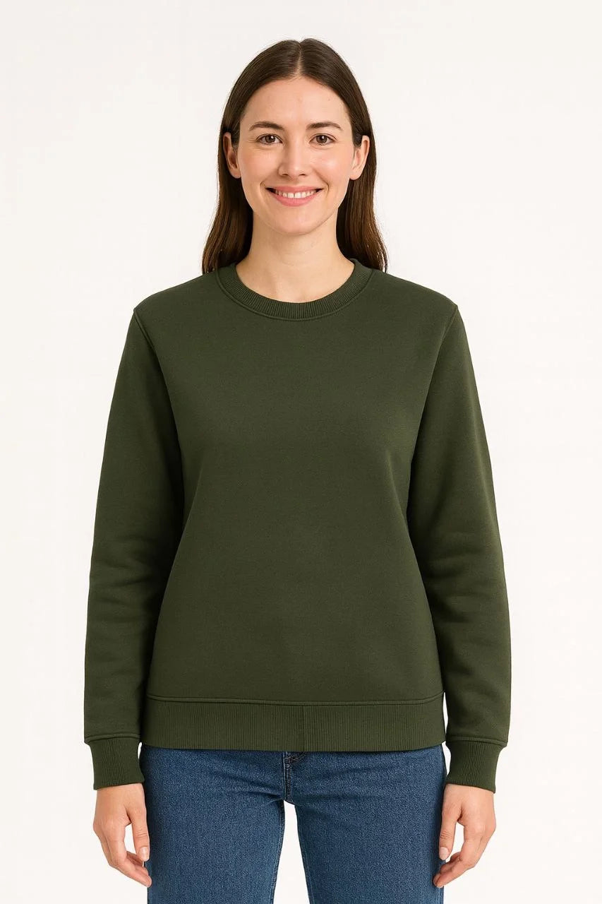 Kadın Üç İplik Düz Bisiklet Yaka SweatShirt - Varsayılan