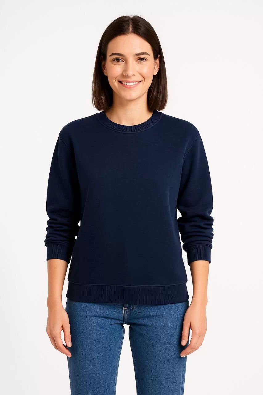 Kadın Üç İplik Düz Bisiklet Yaka SweatShirt - Varsayılan