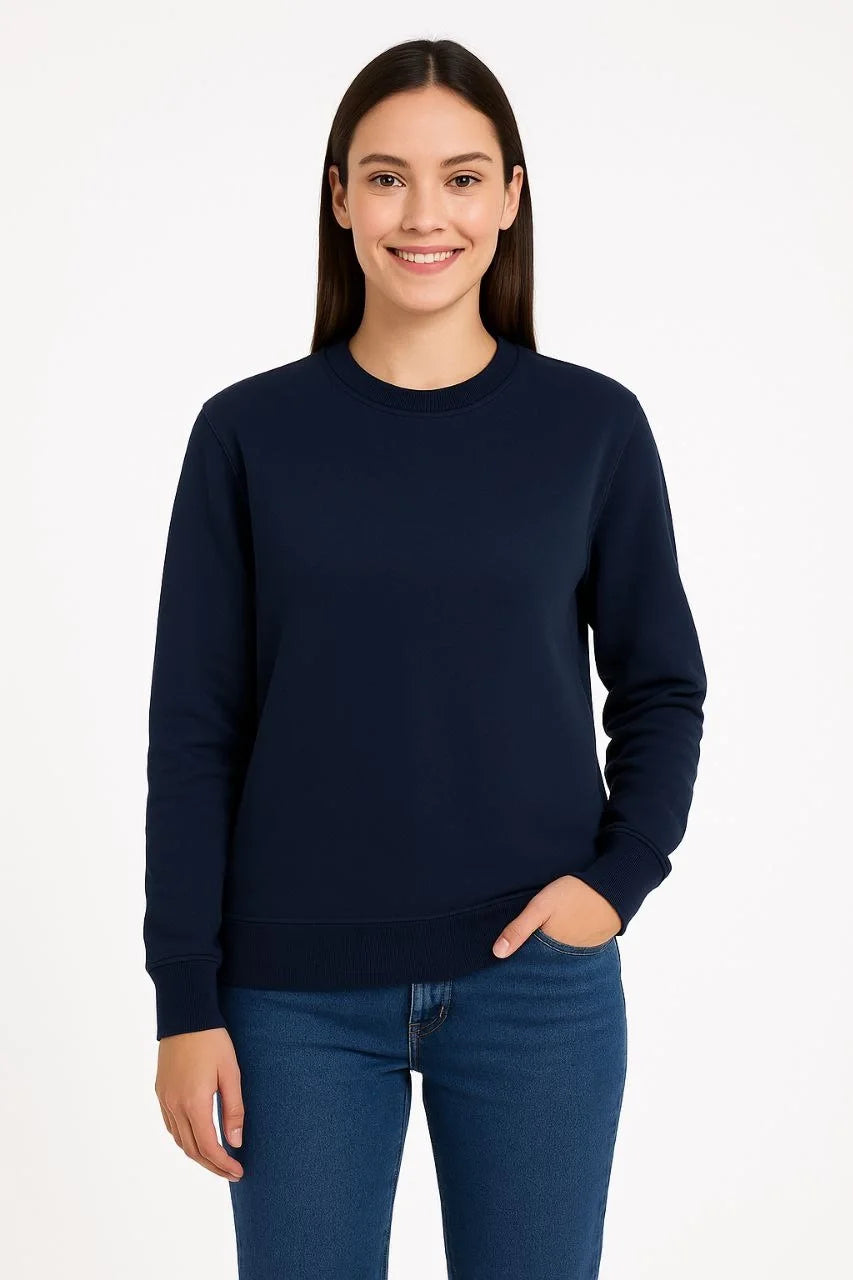 Kadın Üç İplik Düz Bisiklet Yaka SweatShirt - Varsayılan