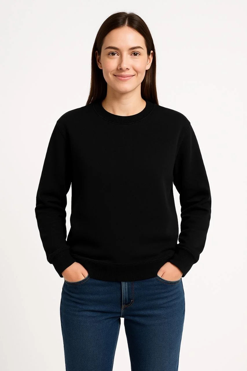 Kadın Üç İplik Düz Bisiklet Yaka SweatShirt - Varsayılan
